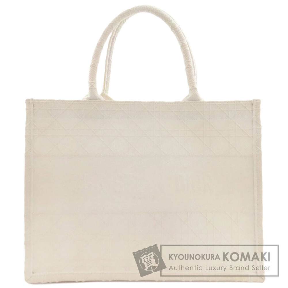 Christian Dior Book Tote Shoulder Bag white canvas